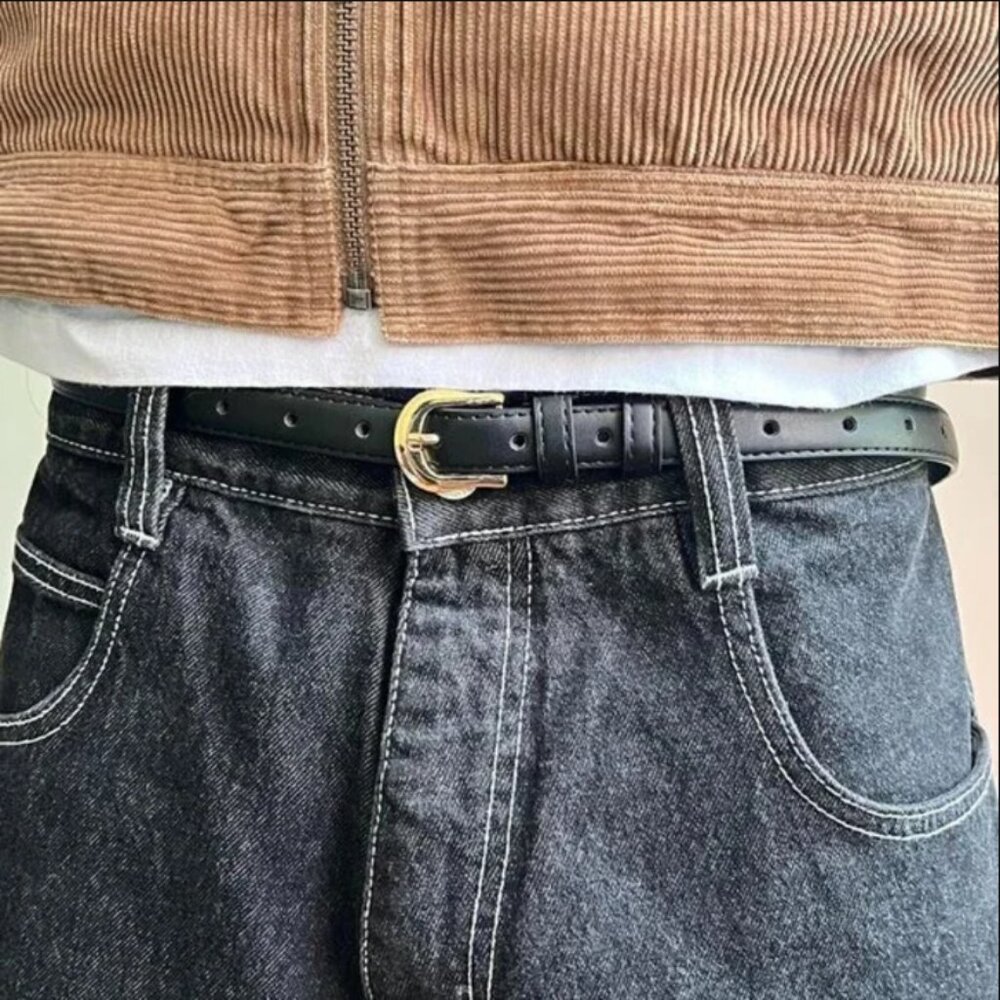 vintage black american western simple design belt